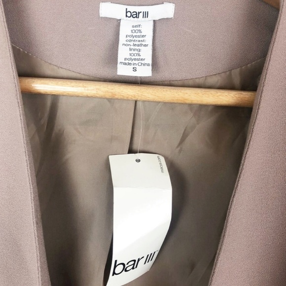 New with tag Bar III Women’s Blazer Faux Leather Trim Cardigan Jacket - Picture 13 of 16